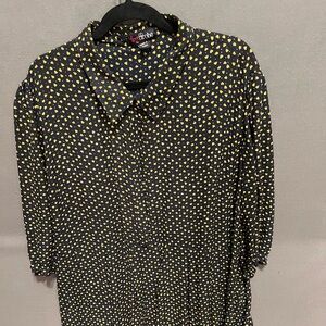 Lovedrobe for Simply Be Black and Yellow Heart Pattern Dress